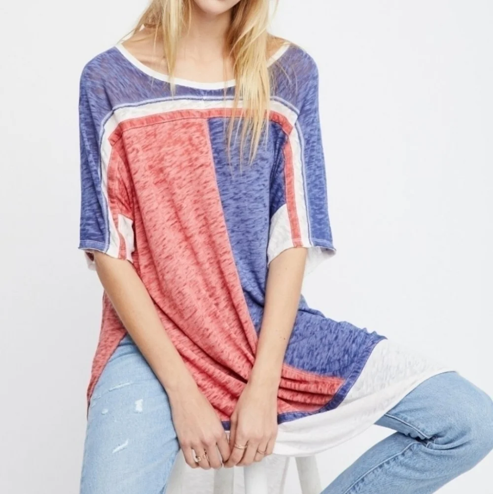 Free People Charleston Color Block Oversized‎ Tee M